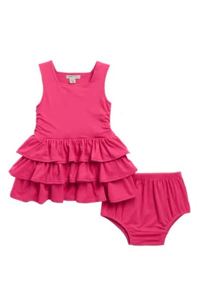 Habitual Babies'  Kids Ruched Tiered Dress With Bloomers In Pink