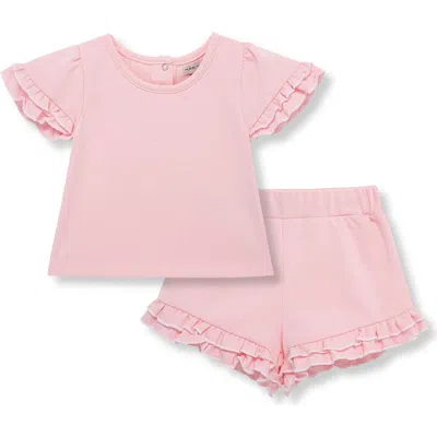Habitual Babies'  Kids Ruffle French Terry Top & Shorts Set In Pink