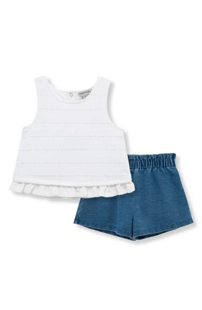 Habitual Babies'  Kids Ruffle Hem Tank & Shorts Set In White