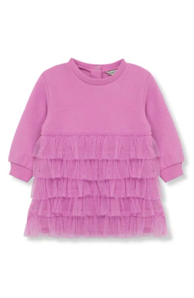 Habitual Babies'  Kids Ruffle Long Sleeve Cotton Blend Sweatshirt Dress In Purple