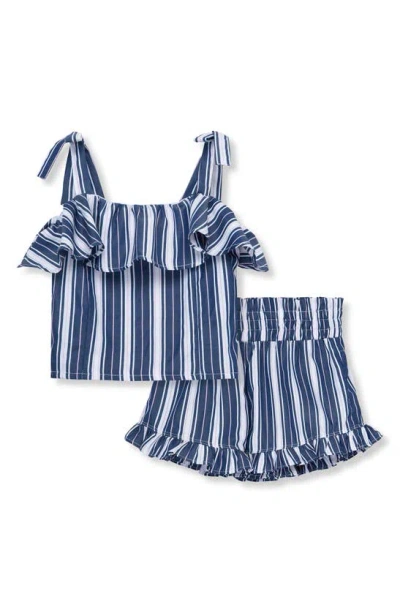 Habitual Kids' Ruffle Sleeve Top & Shorts Set In Blue