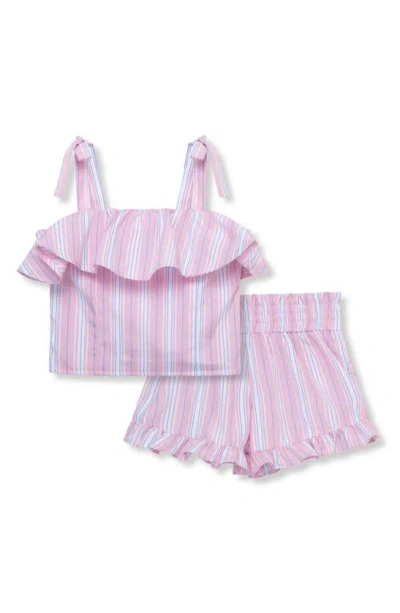 Habitual Kids' Ruffle Sleeve Top & Shorts Set In Pink