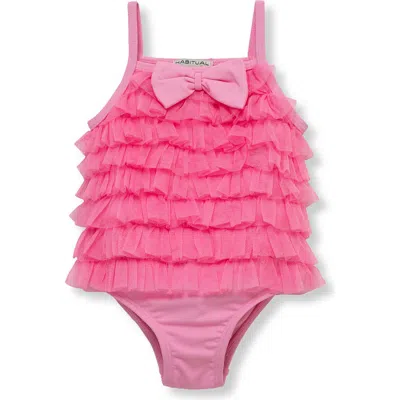 Habitual Babies'  Kids Ruffle Tiered One-piece Swimsuit In Pink