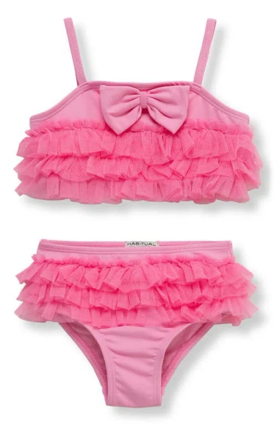 Habitual Babies'  Kids Ruffle Tiered Two-piece Swimsuit In Pink
