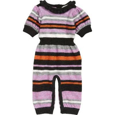 Habitual Kids Stripe Ruffle Jumpsuit In Multi Purple