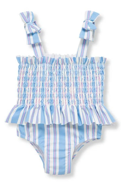 Habitual Babies'  Kids Stripe Smocked One-piece Swimsuit In Blue