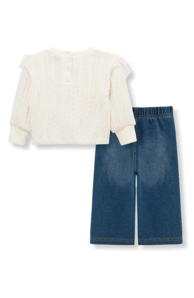 HABITUAL HABITUAL KIDS TULLE RUFFLE CABLE KNIT SWEATER & KNIT PANTS SET