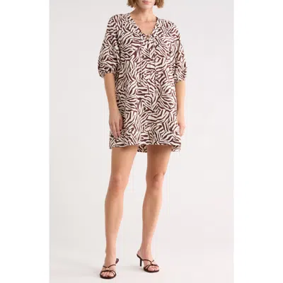 Habitual Lace-up Detail Babydoll Dress In Animal Print