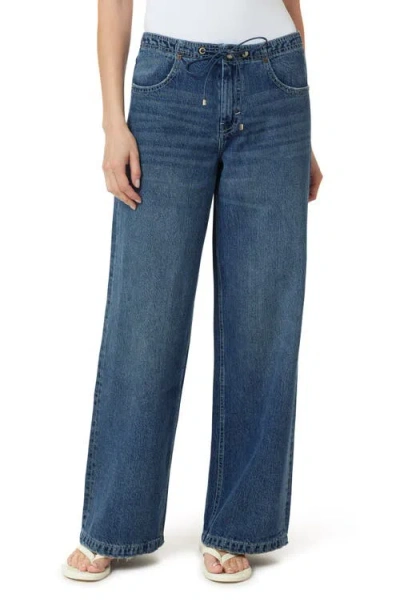 Habitual Lia Drawstring Wide Leg Jeans In Blue