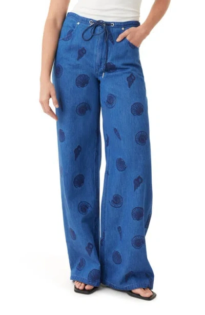 Habitual Lia Seashell High Waist Wide Leg Jeans In Animal Print