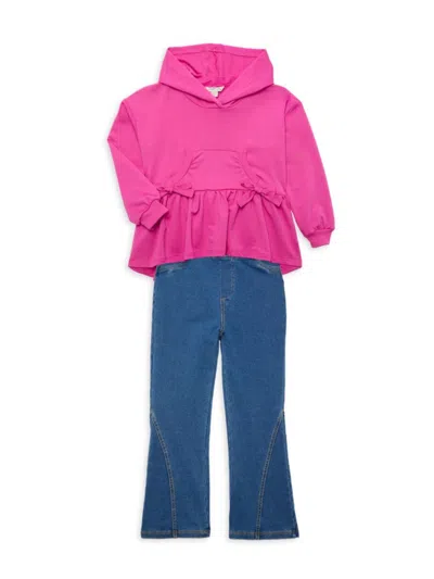 Habitual Kids' Little Girl's 2-piece Hoodie & Jeans Set In Pink