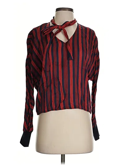 Pre-owned Habitual Long Sleeve Blouse In Red