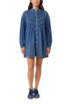 Habitual Long Sleeve Button-up Shirtdress In Blue