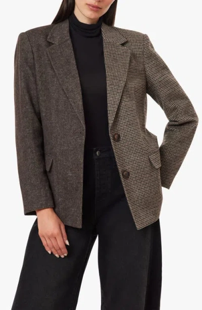 Habitual Mixed Pattern Blazer In Brown