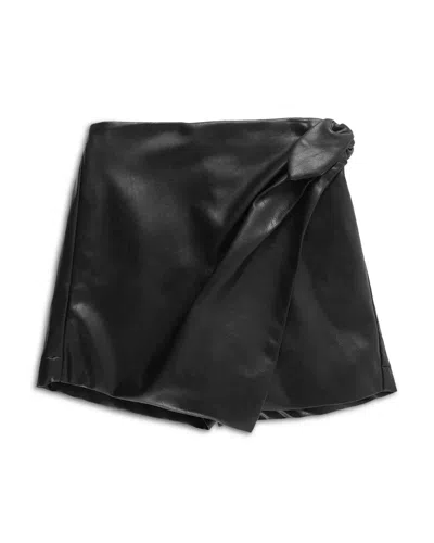 Habitual Mock Faux Wrap Skort Women's 16 Black Pull-on Elastic Waist Red459