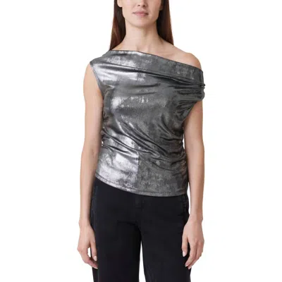 Habitual Off The Shoulder Knit Shimmer Top In Silver Shimmer In Gray
