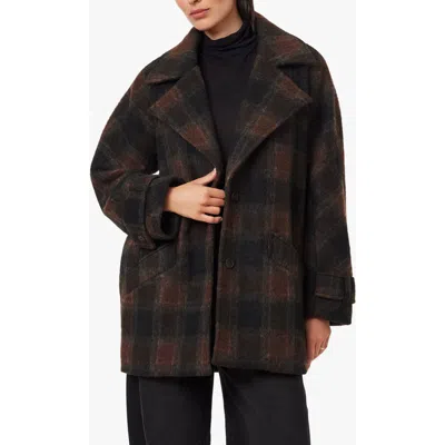 Habitual Oversized Plaid Coat In Brown
