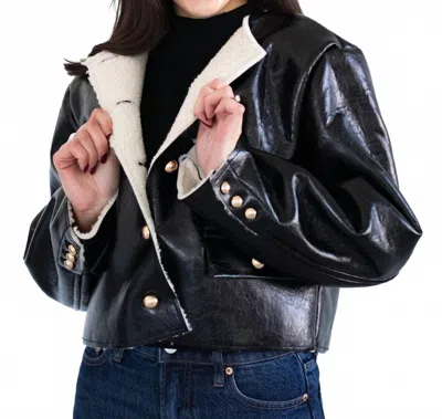Habitual Patent Shearling Jacket In Black