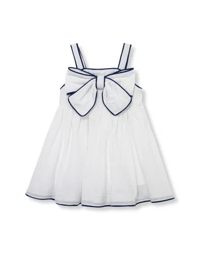 Habitual Kids' Piped Bow Front Dress In White