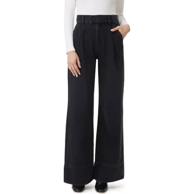 Habitual Pleated High Waist Super Wide Leg Jeans In Washed Black