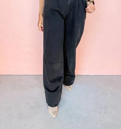 Habitual Pleated Palazzo Pants In Washed Black