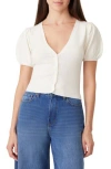 Habitual Pointelle Puff Sleeve Cardigan In White