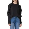 Habitual Puff Shoulder Drape Top In Black