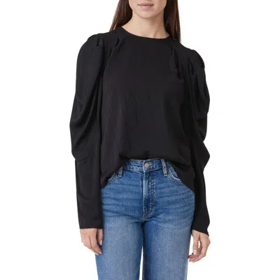 Habitual Puff Shoulder Drape Top In Black