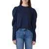 Habitual Puff Shoulder Drape Top In Midnight