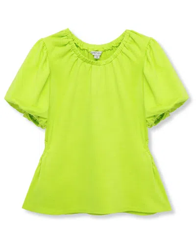 Habitual Kids' Puff Sleeve Cutout Top In Green