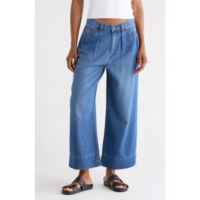 Habitual Relaxed Cropped Pleated Jeans In Lagoon