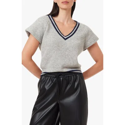 Habitual Ribbed Short Sleeve Sweater In Gray