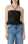 Habitual Ruched Halter Top In Black