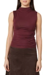 Habitual Ruched Sleeveless Top In Brown