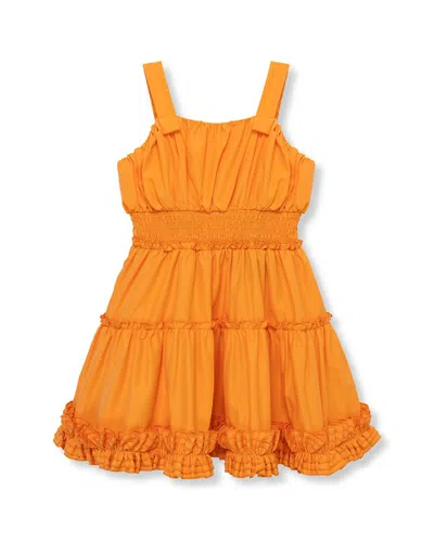 Habitual Kids' Ruched Woven Dress In Orange