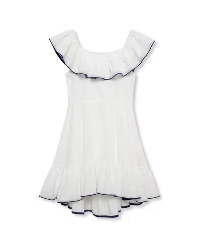 Habitual Kids' Ruffle Neckline Hi-low Dress In White