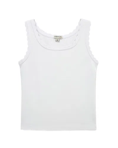 Habitual Scallop Edge Tank In White