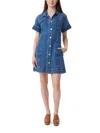 Habitual Short Sleeve Denim Shift Dress In Medium Wash In Multi