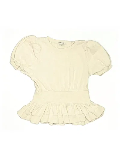 Pre-owned Habitual Kids' Short Sleeve Top Ivory Ruffles Neckline Tops In White
