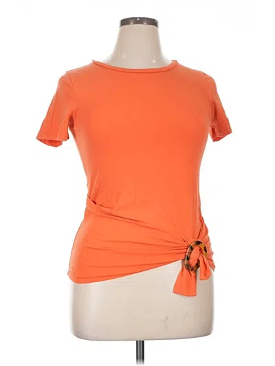 Pre-owned Habitual Short Sleeve Top Orange Keyhole Neckline Tops