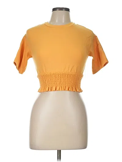 Pre-owned Habitual Short Sleeve Top Orange Mock Neckline Tops