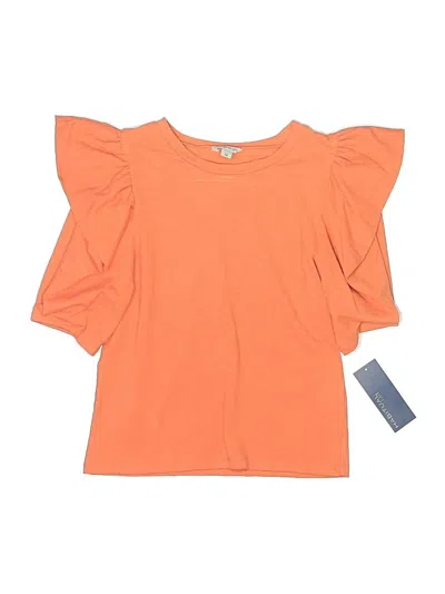 Pre-owned Habitual Kids' Short Sleeve Top Orange Ruffles Neckline Tops