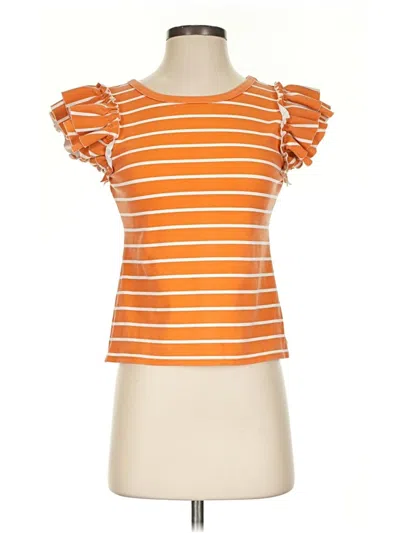 Pre-owned Habitual Short Sleeve Top Orange Sweetheart Neckline Tops