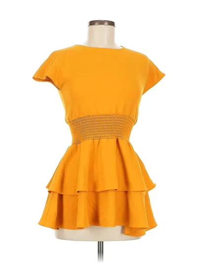 Pre-owned Habitual Short Sleeve Top Yellow Square Neckline Tops