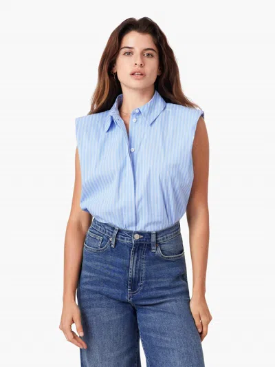 Habitual Sleeveless Shoulder Pad Shirt In Blue