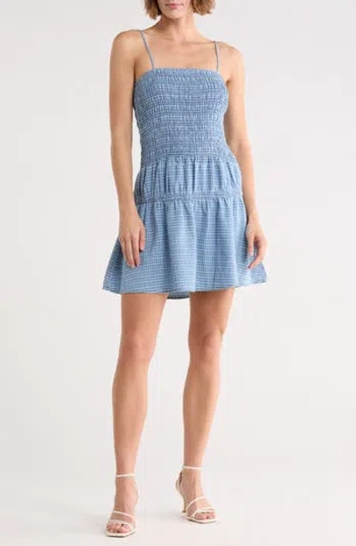 Habitual Smocked Bow Strap Minidress In Brown