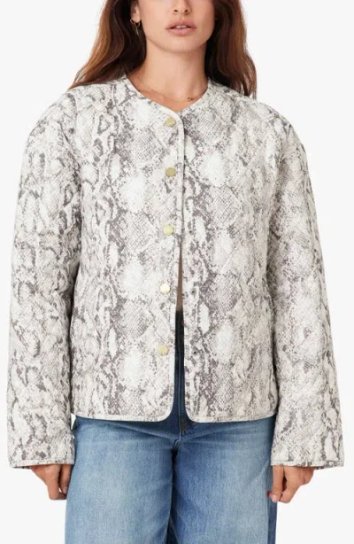 Habitual Snakeskin Print Quilted Jacket In Gray