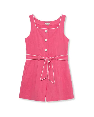 Habitual Kids' Square-neck Romper In Pink