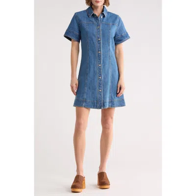 Habitual Stretch Denim Shirtdress In Blue