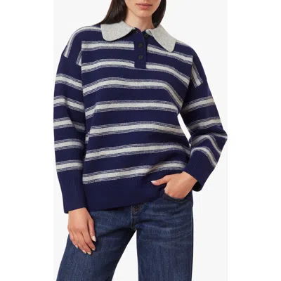 Habitual Stripe Oversize Polo Sweater In Blue